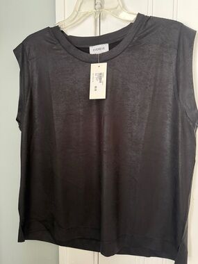 Evereve Black Sleeveless Crewneck Tank NWT